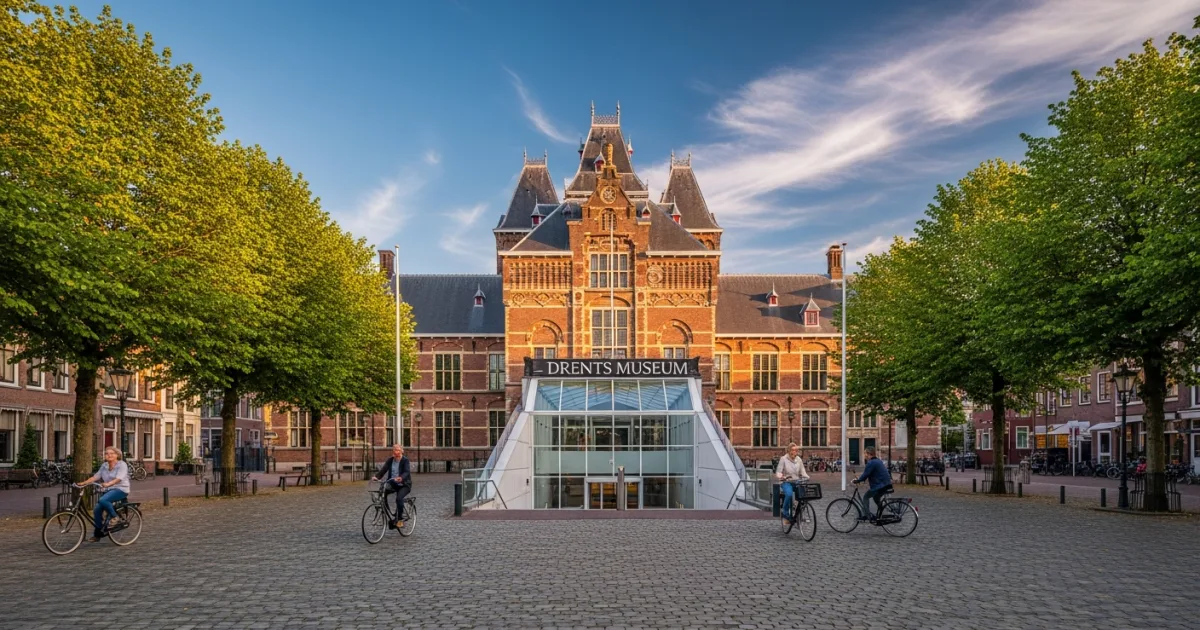 Exterior view of the Drents Museum in Assen featuring historic and modern architecture