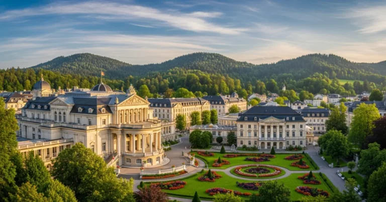 Baden-Baden 1 Panoramic view of the Kurhaus and Casino in Baden-Baden surrounded by the Black Forest