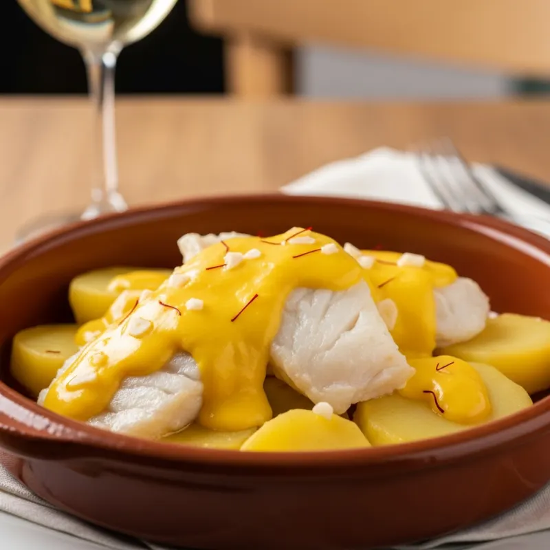 Bullit de Peix fish stew in a terracotta dish