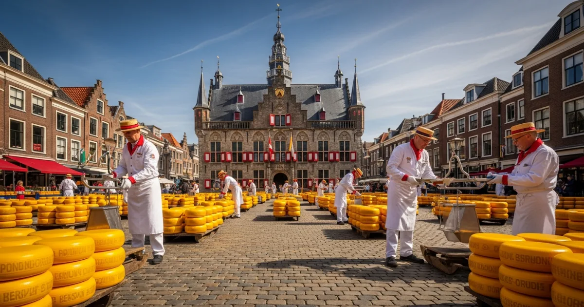Gouda Cheese Market in front of the historic 15th-century City Hall
