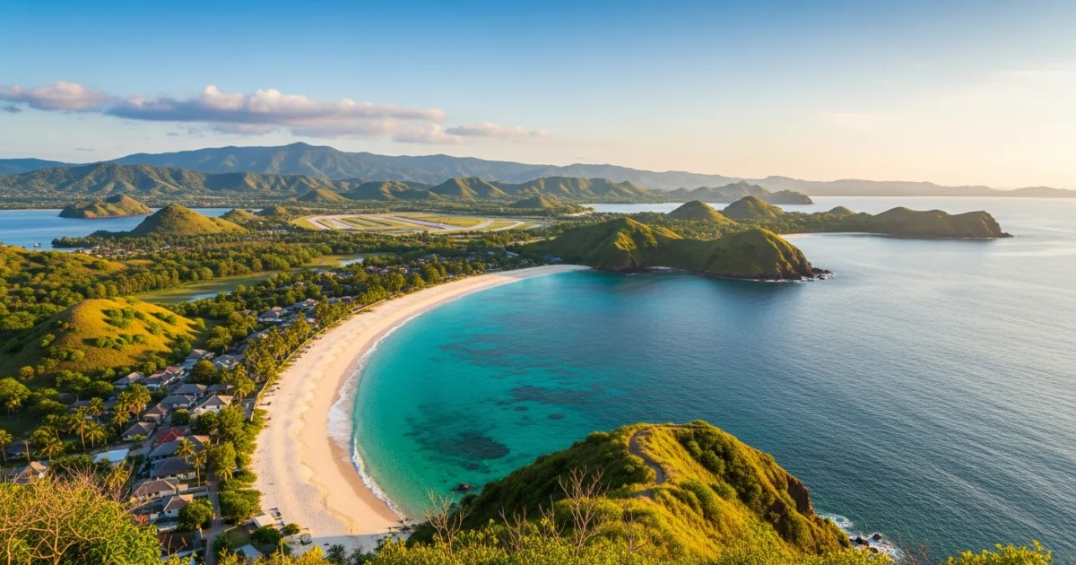 Panoramic view of Mandalika coastline and beaches in Lombok