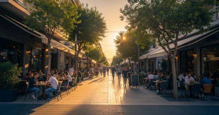 Peristeri 3 A lively pedestrian street in Peristeri filled with outdoor cafes and locals