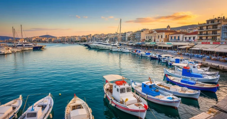 Piraeus 7 Scenic view of Mikrolimano harbor in Piraeus at sunset with boats and waterfront tavernas