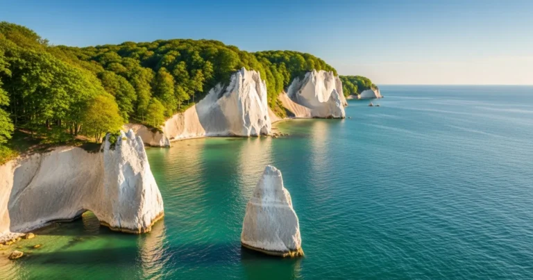 Rugen 3 The majestic white chalk cliffs of Jasmund National Park in Rügen, Germany
