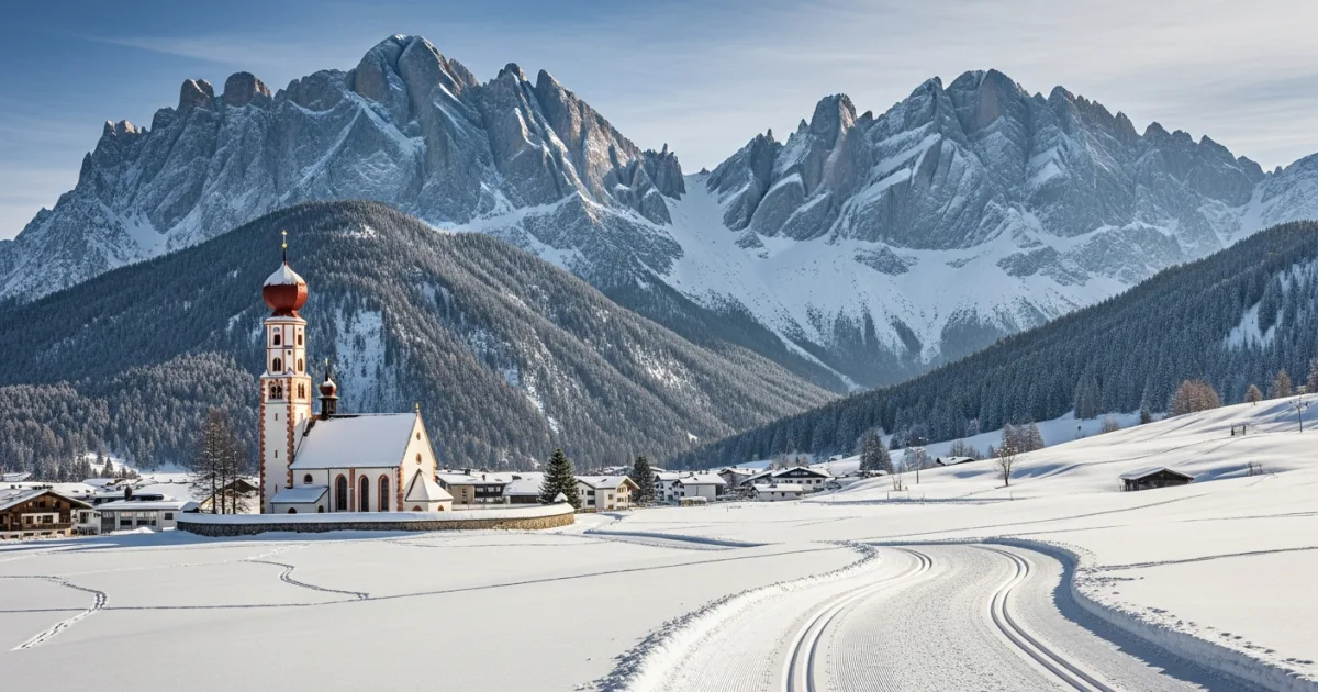 Seefeld 2 The iconic Seekirchl church in Seefeld surrounded by snow and mountains