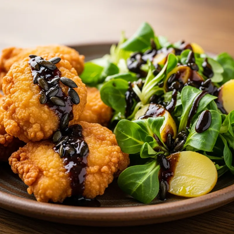 Steirisches Backhendl with potato and lamb's lettuce salad