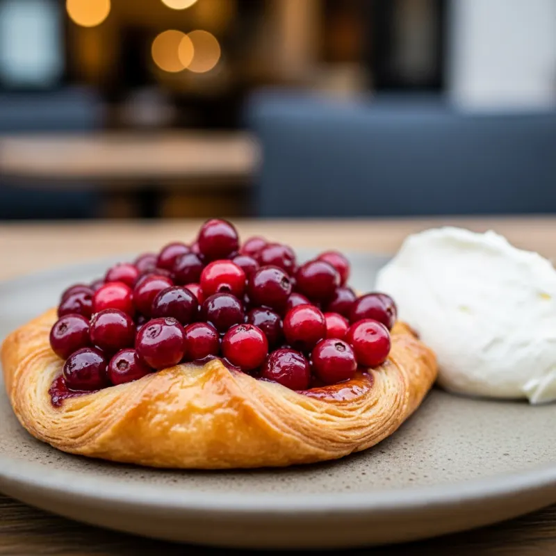 Terschellinger Cranberry Gebak pastry with fresh whipped cream