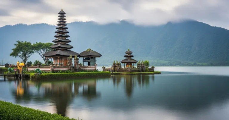 Ulun Danu Beratan Temple 1 Ulun Danu Beratan Temple floating on Lake Beratan at sunrise