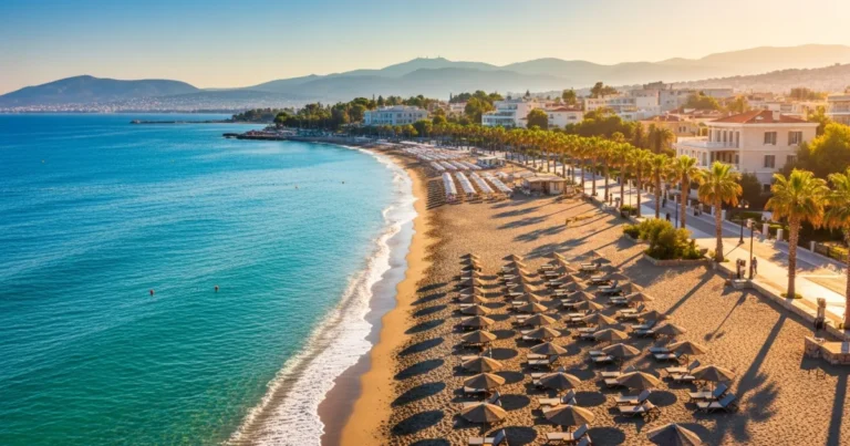 Voula 5 Scenic view of the Voula coastline and beach on the Athens Riviera at sunset