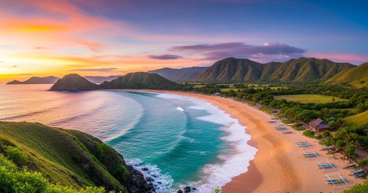 Sunset view over Senggigi Beach in West Lombok Regency
