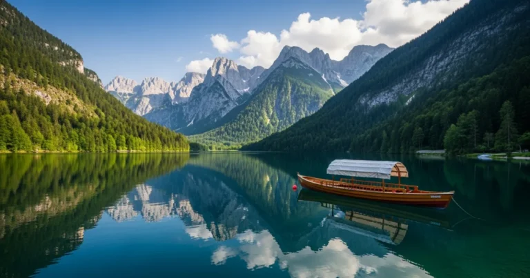 Altaussee 1 Wide angle view of Lake Altaussee and Loser mountain in Styria, Austria