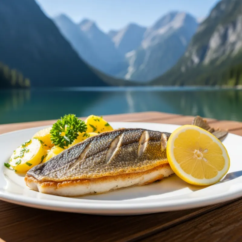 Pan-fried Ausseerland Saibling with parsley potatoes