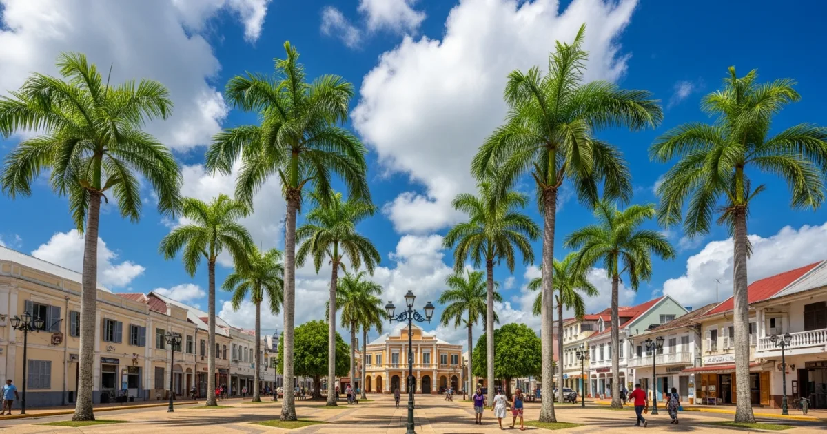 Place des Palmistes in the center of Cayenne, French Guiana