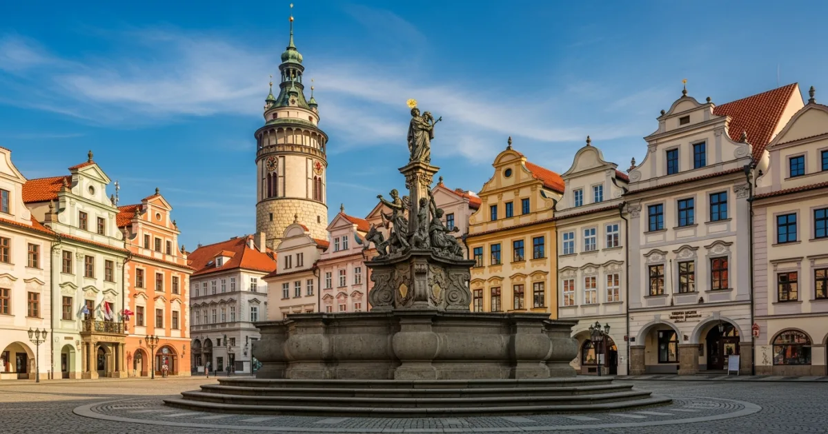 Panoramic view of Premysl Otakar II Square in Ceske Budejovice