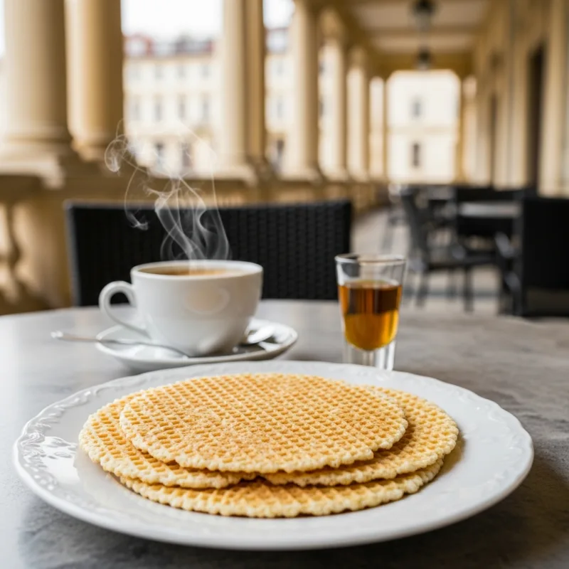 Traditional Karlovy Vary Spa Wafers on a plate