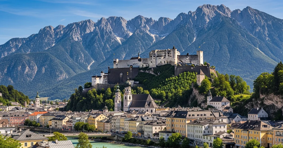 Panoramic view of Kufstein Fortress and the Kaiser Mountains