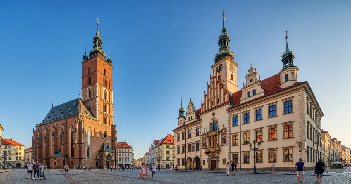 Republic Square in Plzeň featuring the Cathedral of St. Bartholomew