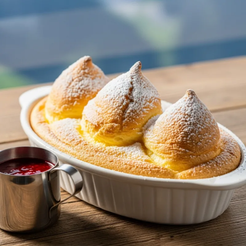 Salzburger Nockerl dessert in a ceramic dish