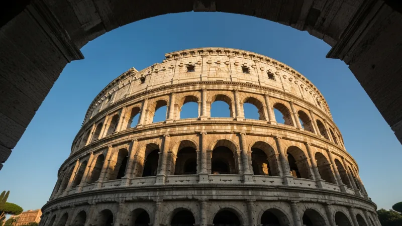 Book Official Tickets 31 The ancient arches of the Colosseum in Rome.