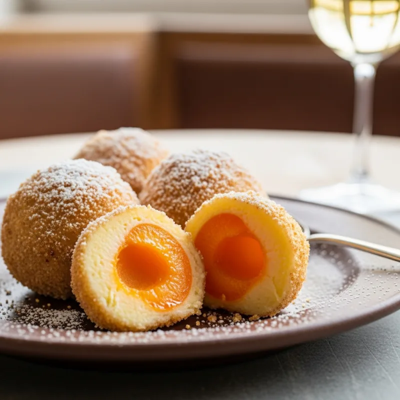 Wachauer Marillenknödel apricot dumplings on a plate