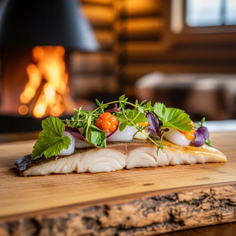 Smoked Arctic Char on a wooden board