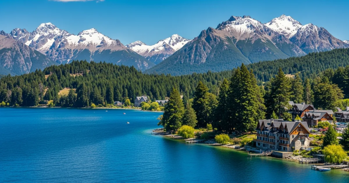 Panoramic view of Bariloche, Nahuel Huapi Lake, and the Andes mountains