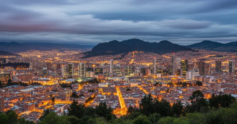 Bogota DC 1 Panoramic view of Bogota skyline at twilight from Monserrate