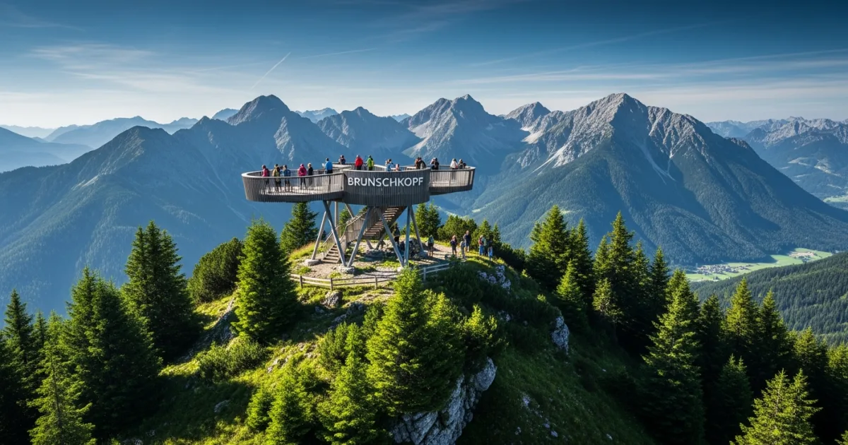 Panoramic view from the Brunschkopf Viewpoint in Seefeld, Austria