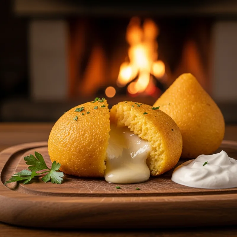 Traditional Romanian Bulz with melted cheese
