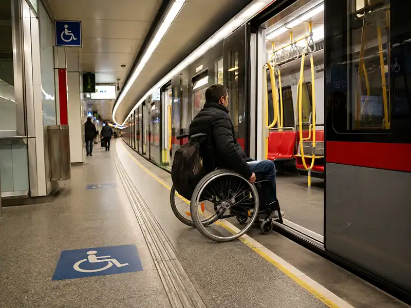 Accessible Travel Destinations in Europe: Best Cities for 2026 4 Wheelchair user boarding a step-free Vienna U-Bahn metro train
