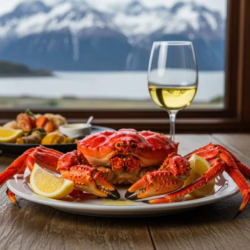Freshly cooked Fuegian King Crab served with lemon and butter