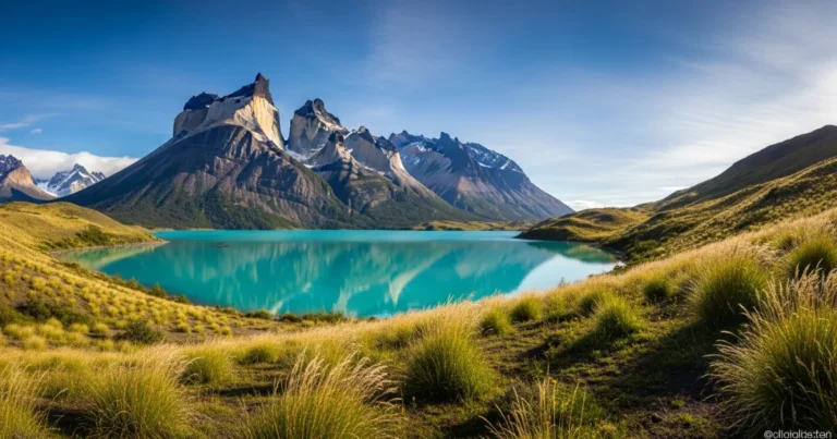 Chile 10 Panoramic view of the granite peaks of Torres del Paine National Park in Chile