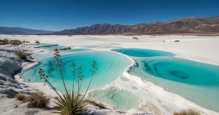 Coahuila State 6 Turquoise pools and white gypsum dunes at Cuatro Ciénegas in Coahuila
