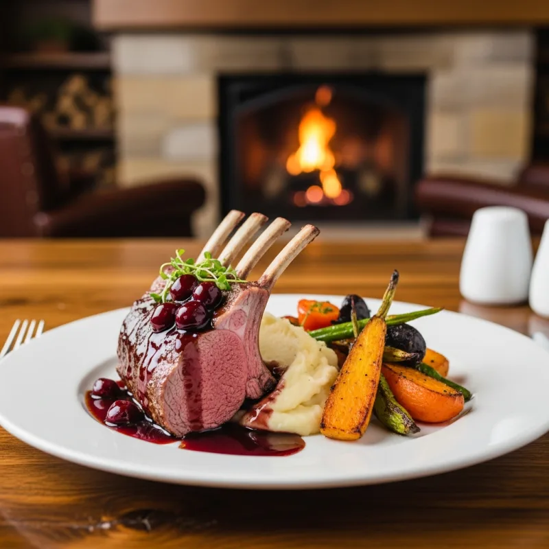 Plated Colorado Rack of Lamb in an Aspen lodge