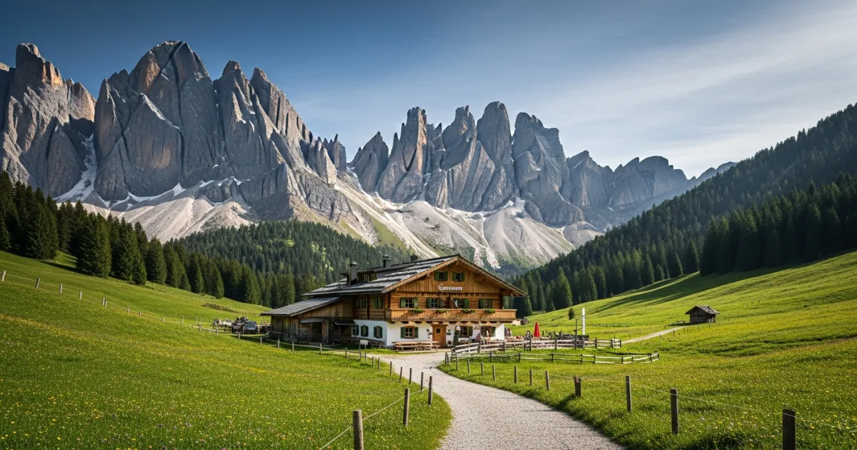 Panoramic view of Gramai Alm nestled in the Karwendel mountains
