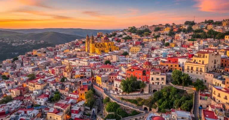 Guanajuato 7 Panoramic view of the colorful colonial city of Guanajuato at sunset