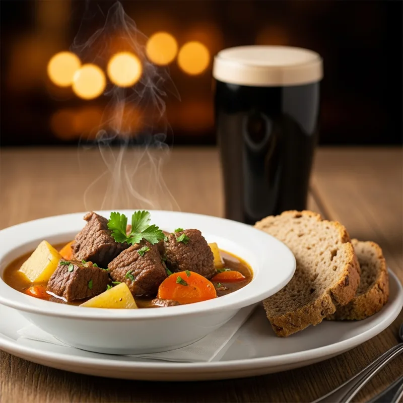Traditional Irish Stew with soda bread
