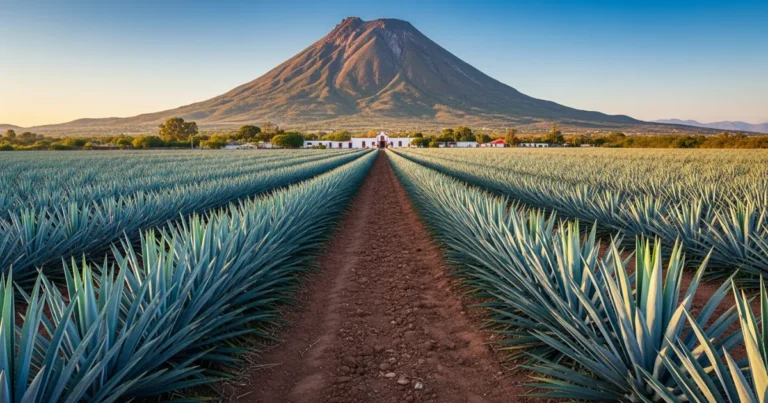 Jalisco 4 Panoramic view of blue agave fields in Tequila, Jalisco with a volcano in the background