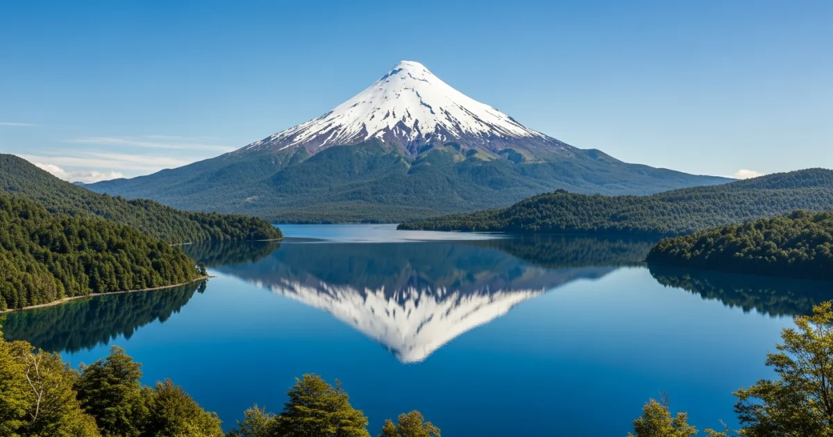 Osorno Volcano and Lake Llanquihue in Los Lagos, Chile