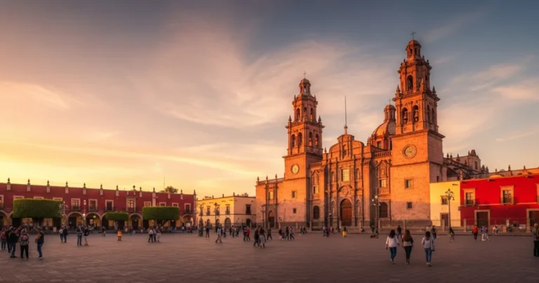 Michoacan 12 Morelia Cathedral at sunset in Michoacan, Mexico
