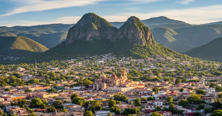 Morelos 11 Panoramic view of Tepoztlán town and the Tepozteco mountains in Morelos, Mexico