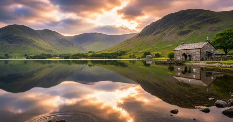 North West England 6 Scenic view of a lake and fells in the Lake District, North West England