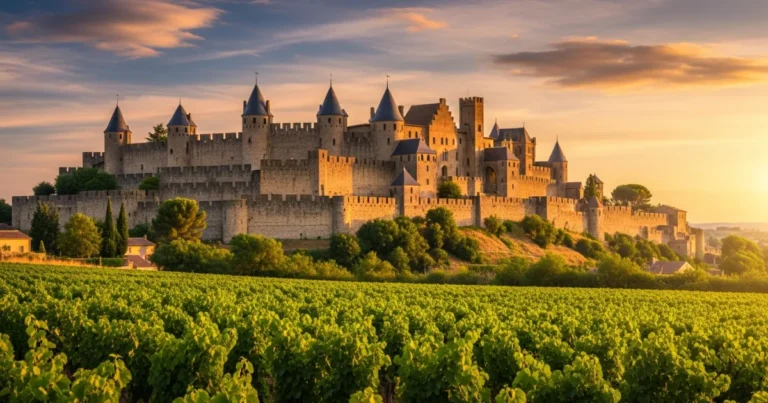 Occitanie 7 The medieval fortified city of Carcassonne at sunset