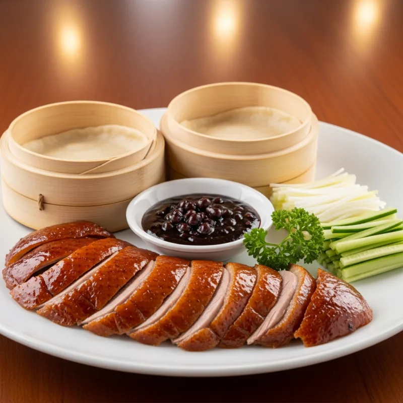 Traditional Peking Duck served with pancakes and sweet bean sauce