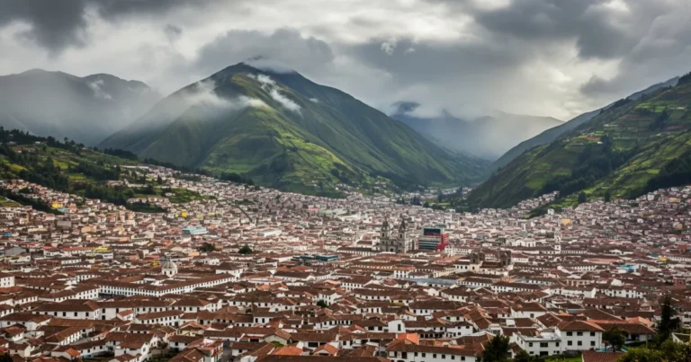 Pichincha Province 1 Panoramic view of Quito nestled in the Andean mountains of Pichincha Province
