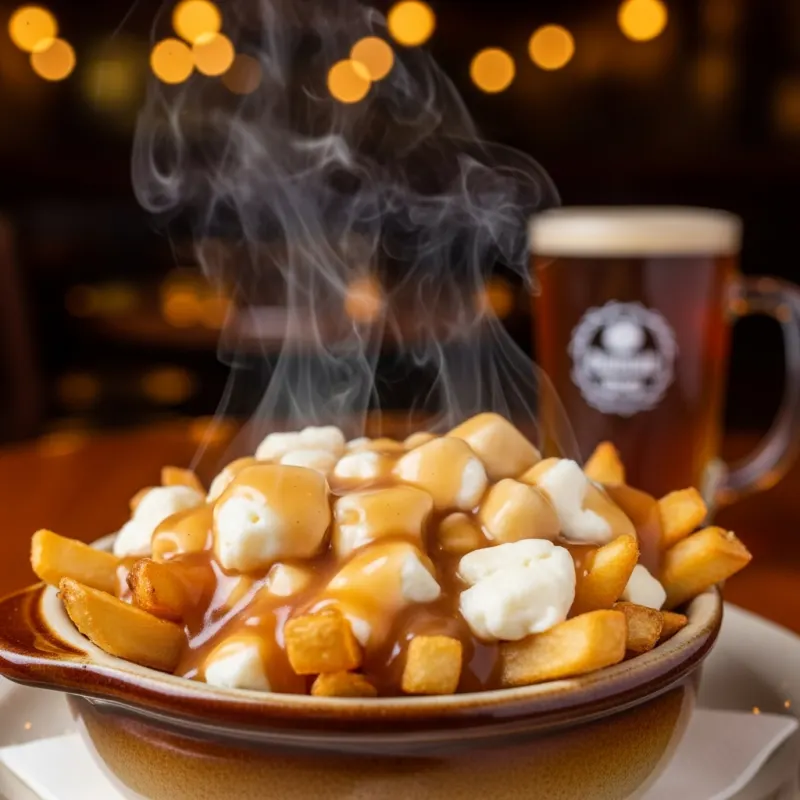 Authentic Québécois poutine with cheese curds and gravy