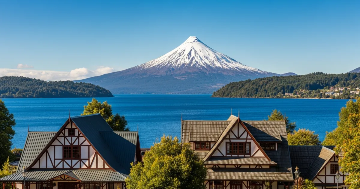Scenic view of Puerto Varas with Osorno Volcano in the background