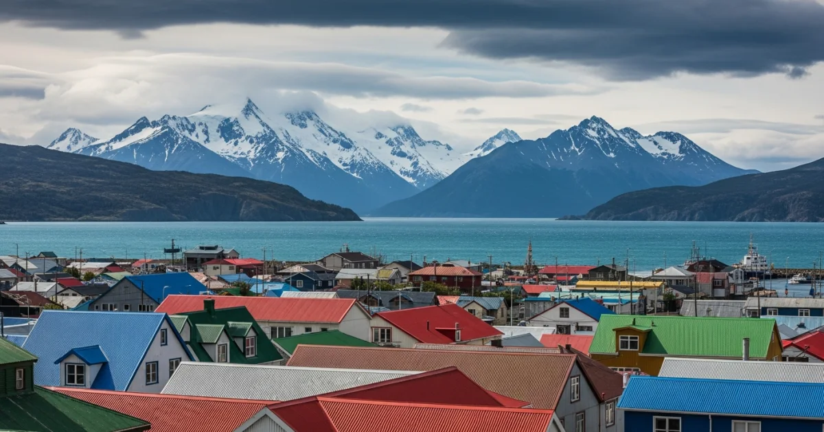 Panoramic view of Punta Arenas and the Strait of Magellan