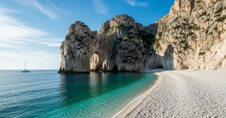 Sardinia 6 Stunning view of Cala Goloritzé beach in Sardinia with turquoise water and limestone cliffs