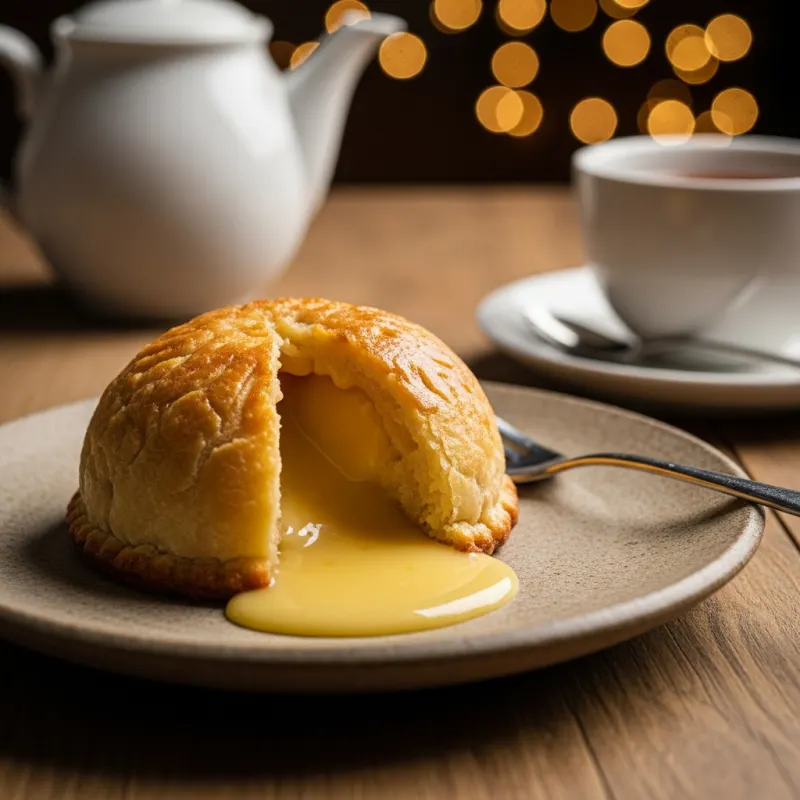 A slice of Sussex Pond Pudding with buttery lemon sauce